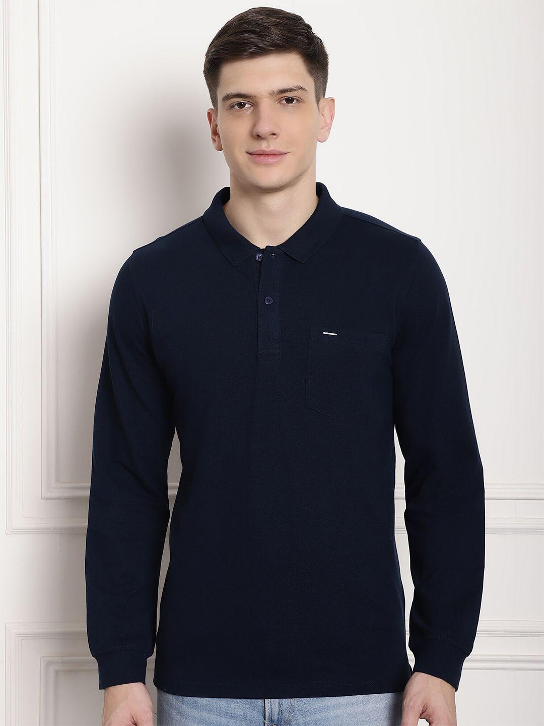 confidence polo collar long sleeves cotton t-shirt