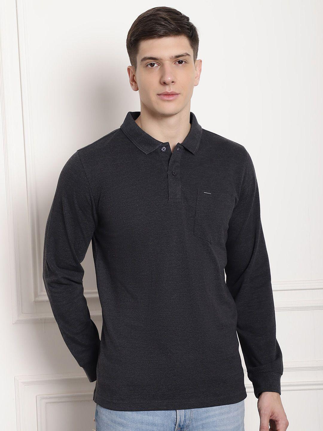 confidence polo collar long sleeves cotton t-shirt