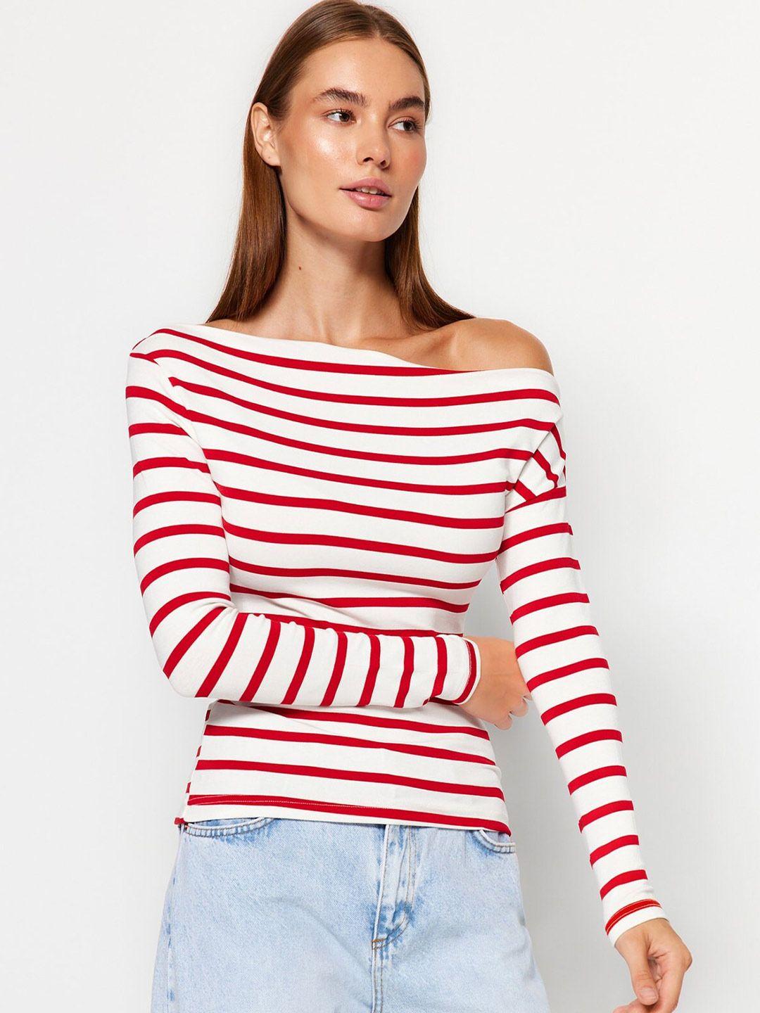 trendyol striped off shoulder top