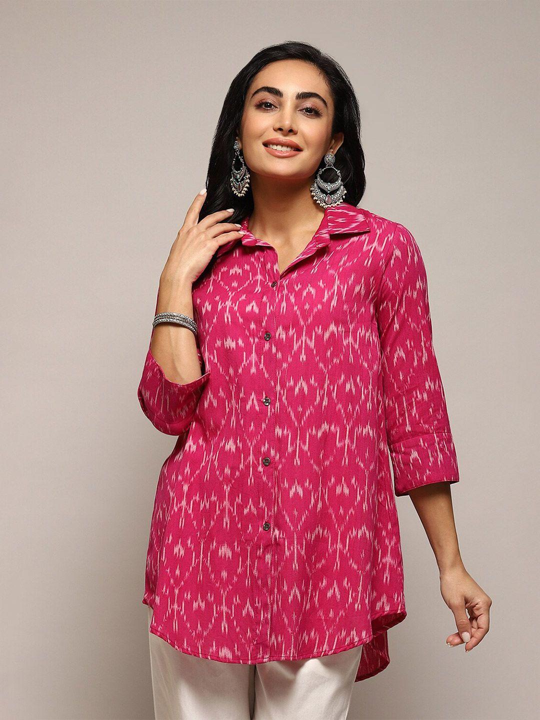 biba ikat printed shirt collar straight kurti