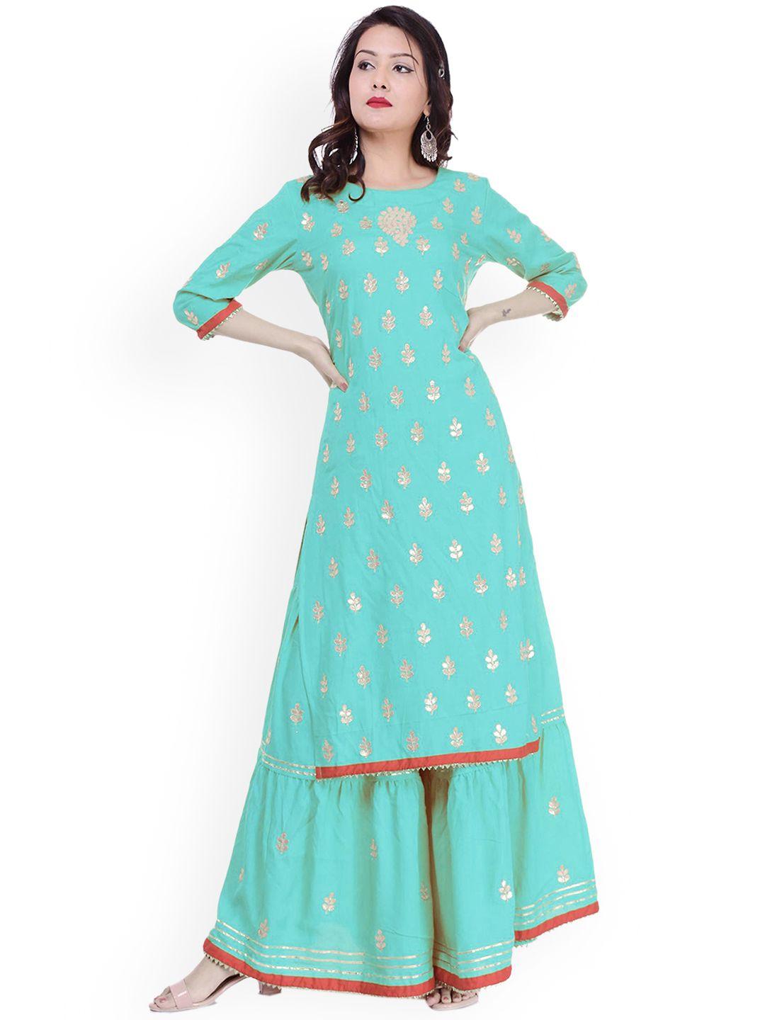 arayna ethnic motifs embroidered gotta patti kurta with sharara