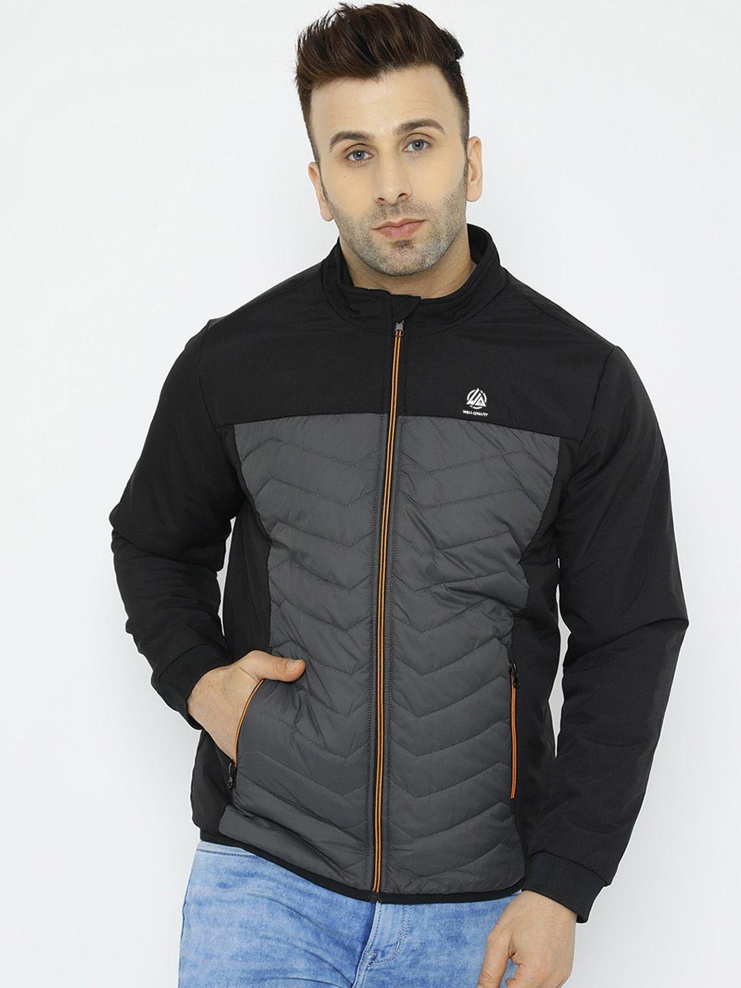 well quality dry fit lightweight colourblocked mock collar quilted jacket