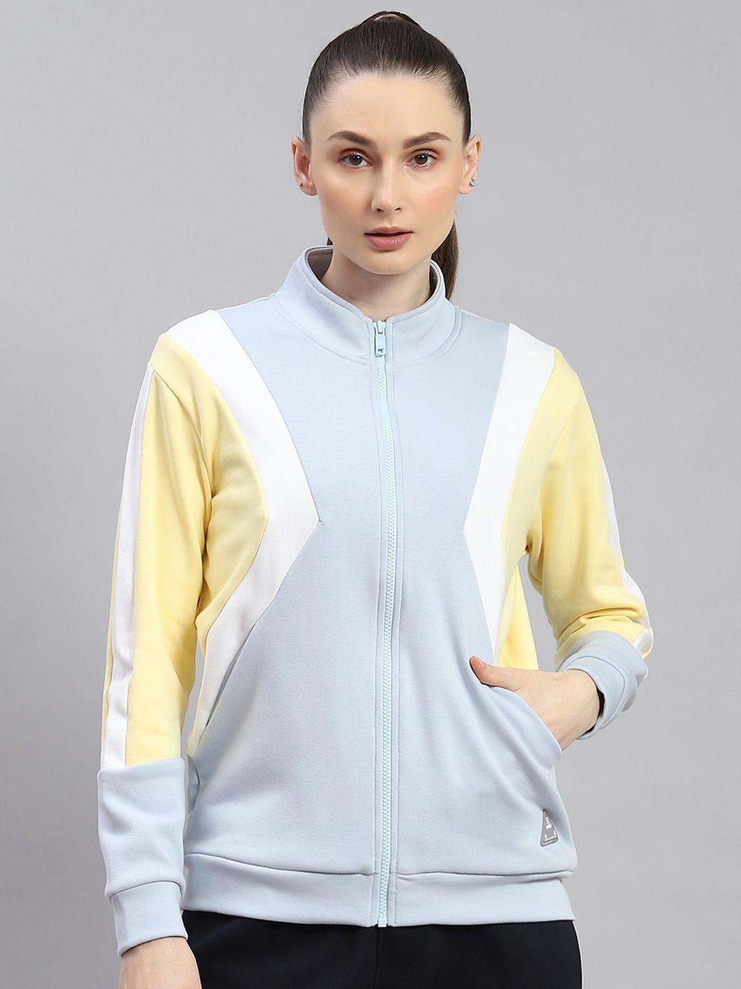 rock.it colourblocked mock collar front open sweatshirt