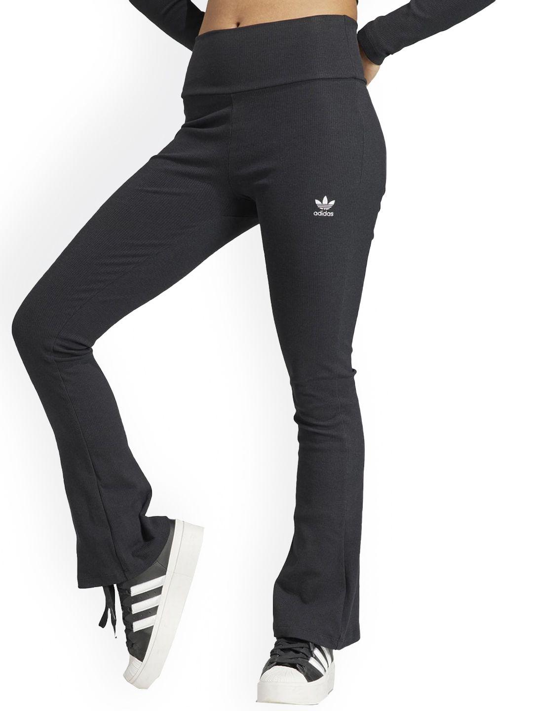 adidas originals women cotton slim-fit mid-rise track pants