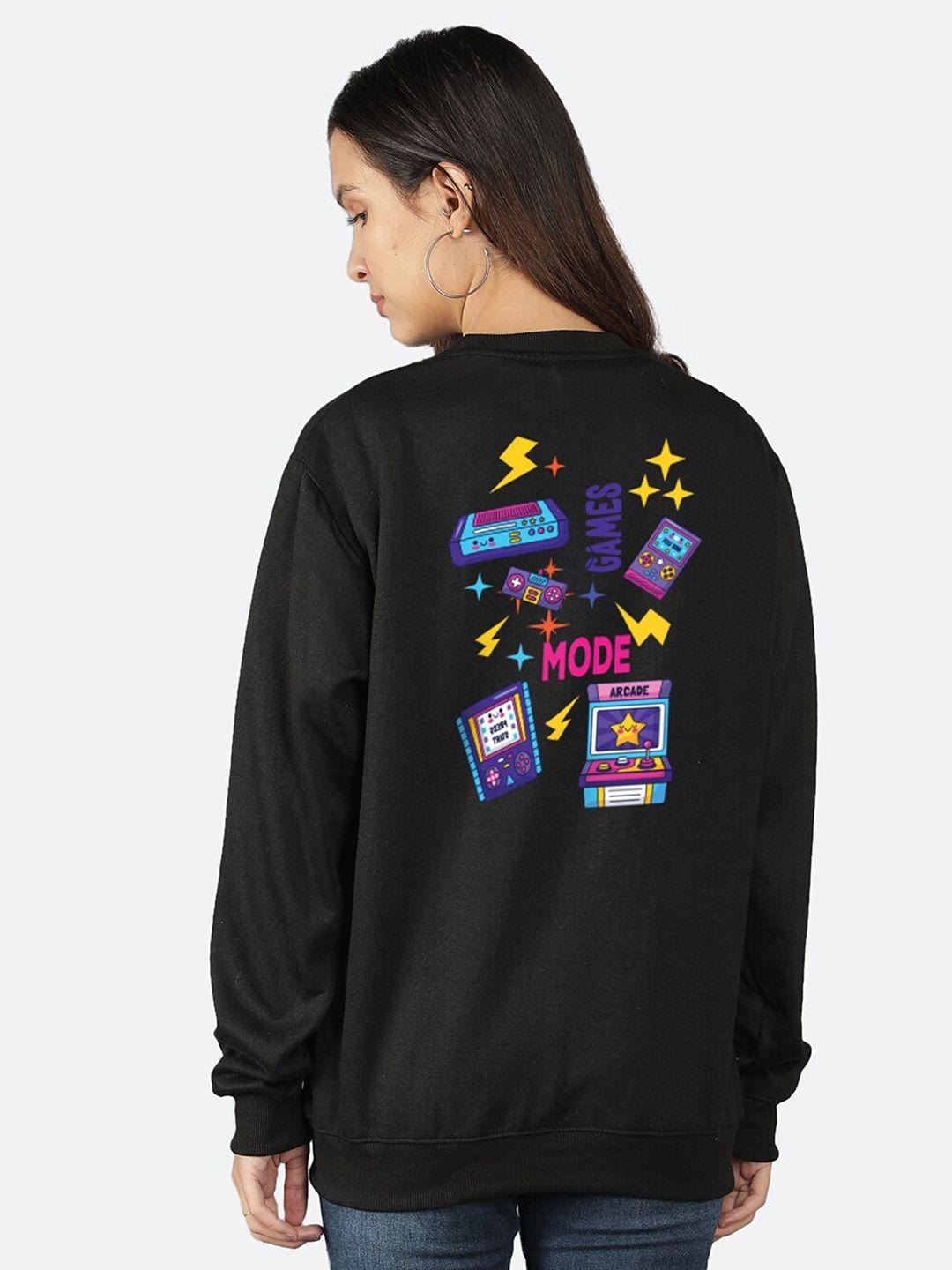 mad over print typography printed fleece sweatshirt