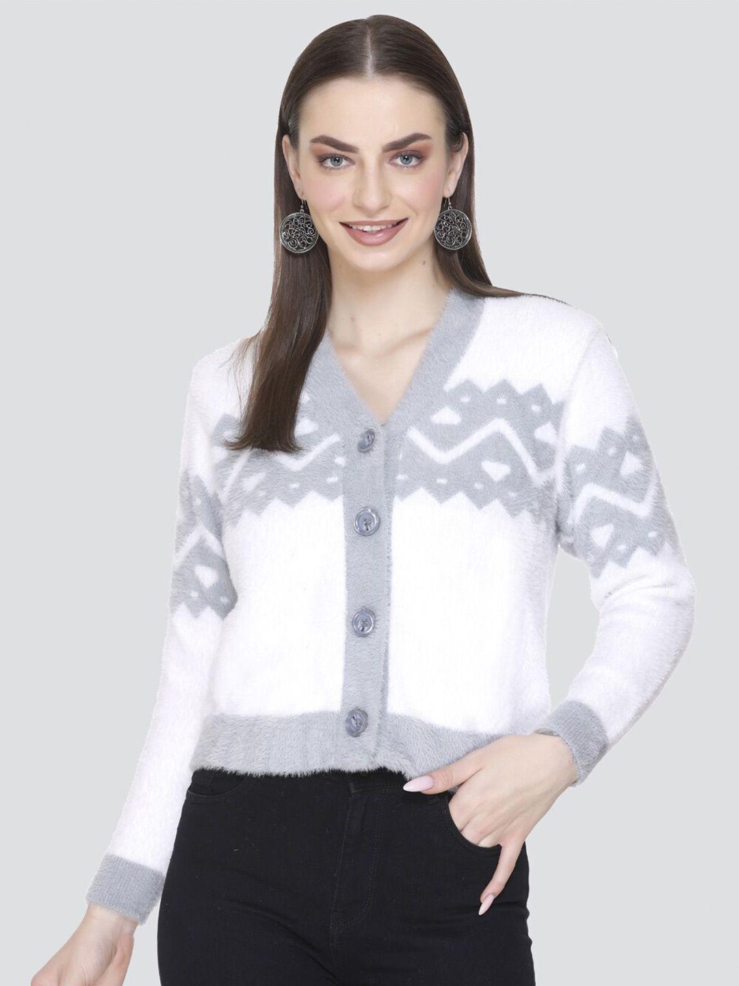 winter wonders women grey woollen crop cardigan