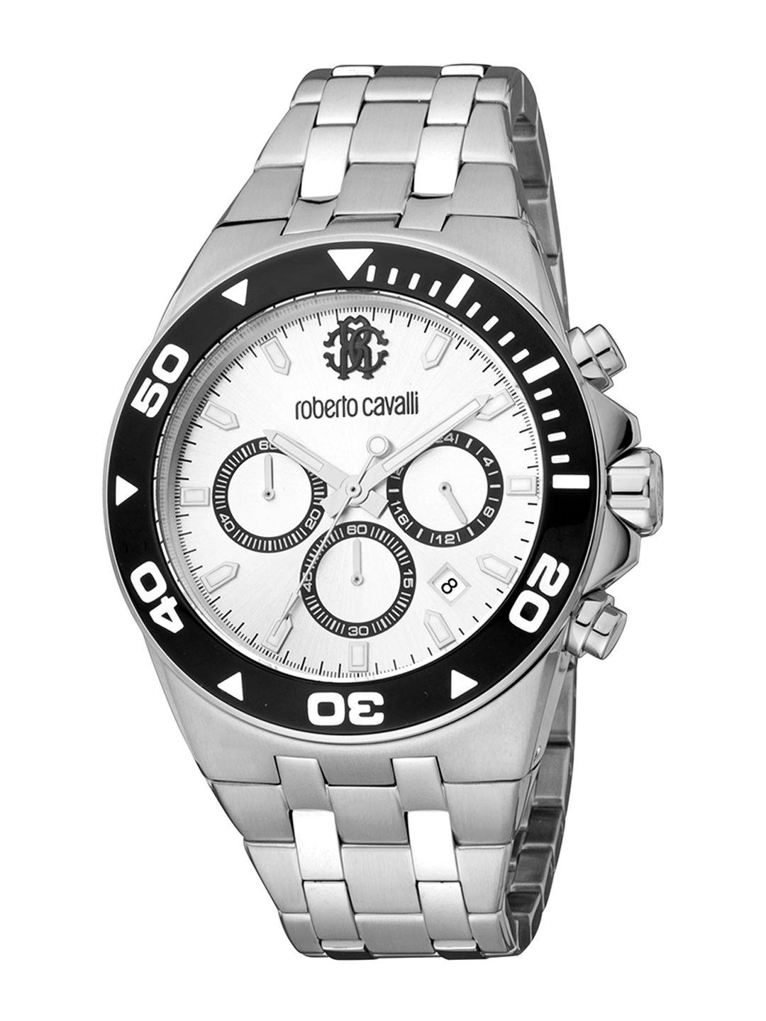 roberto cavalli men stainless steel straps analogue watch rc5g016m0075