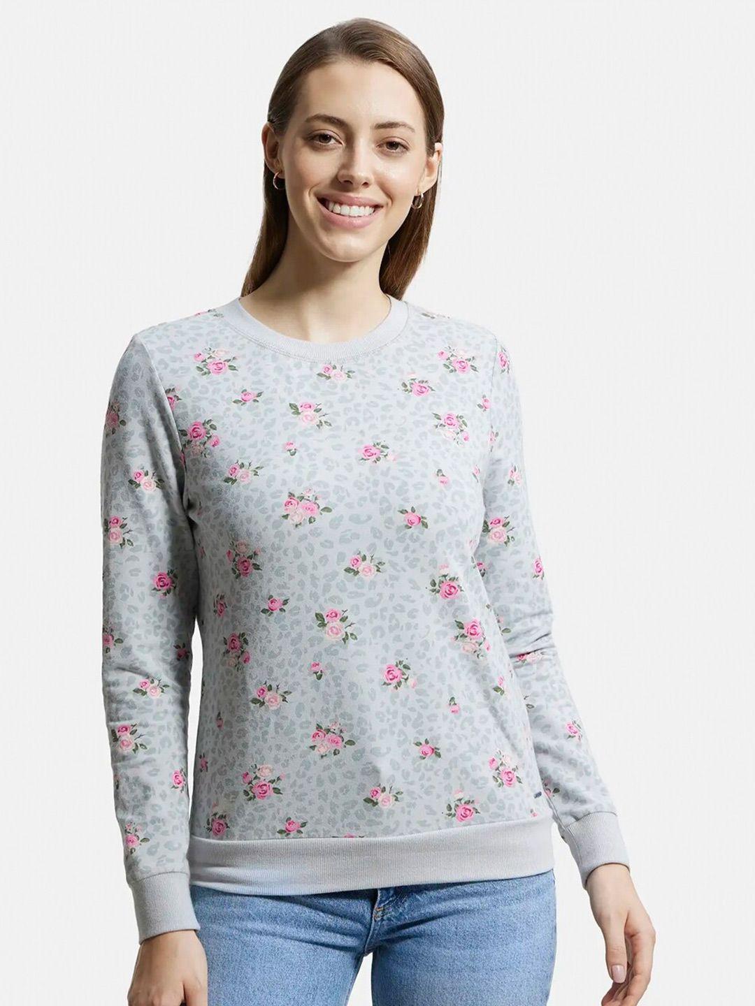 jockey women grey printed sweatshirt