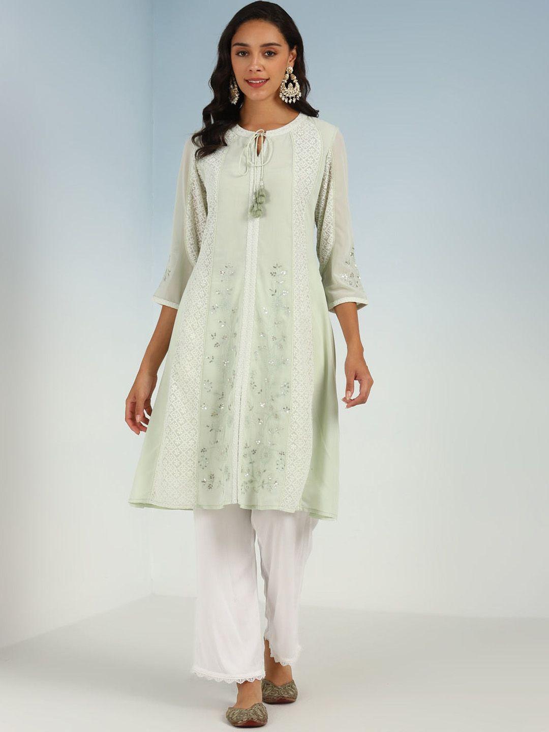 lakshita floral embroidered sequins a-line kurta