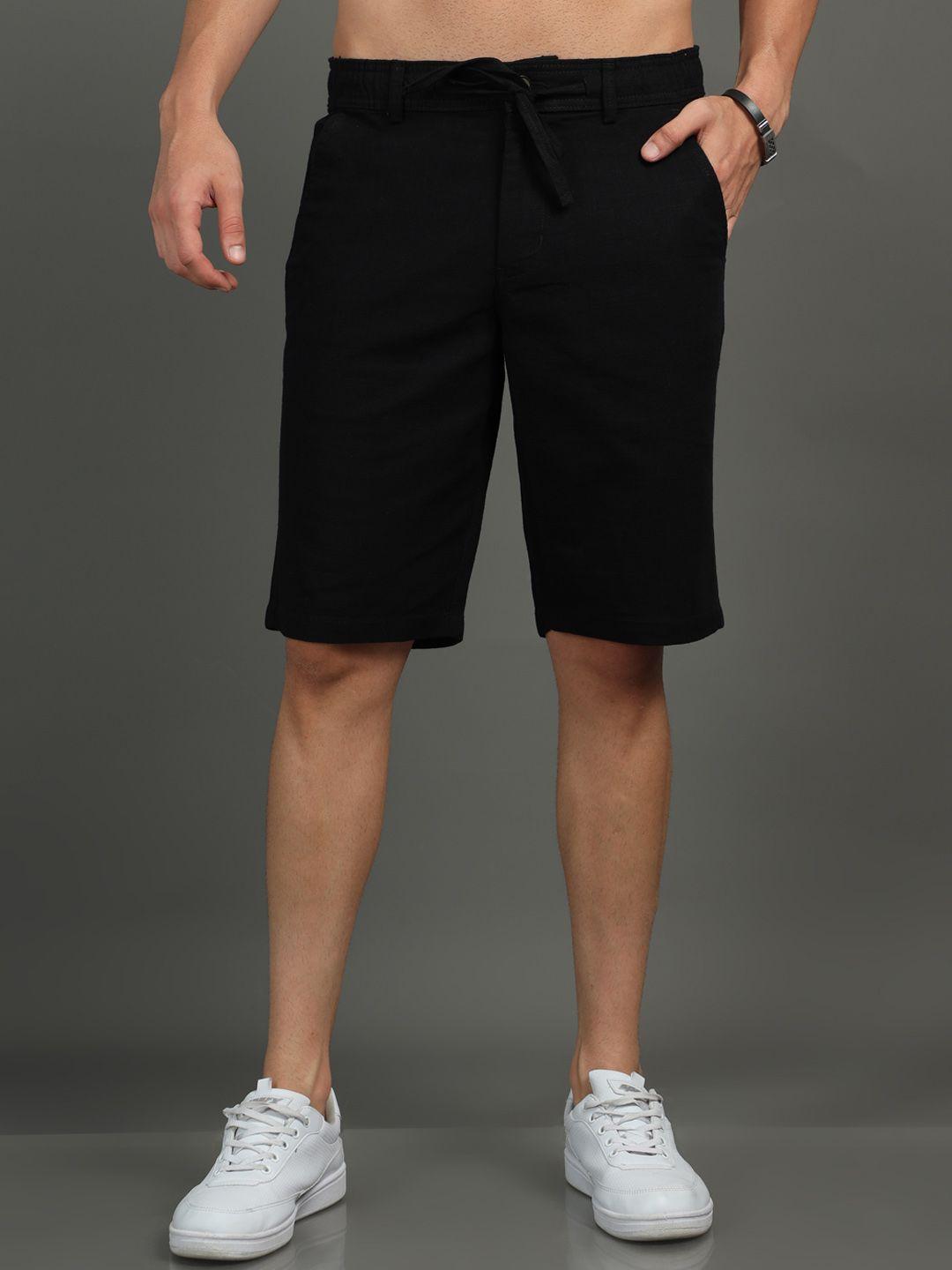 reslag men mid rise linen shorts