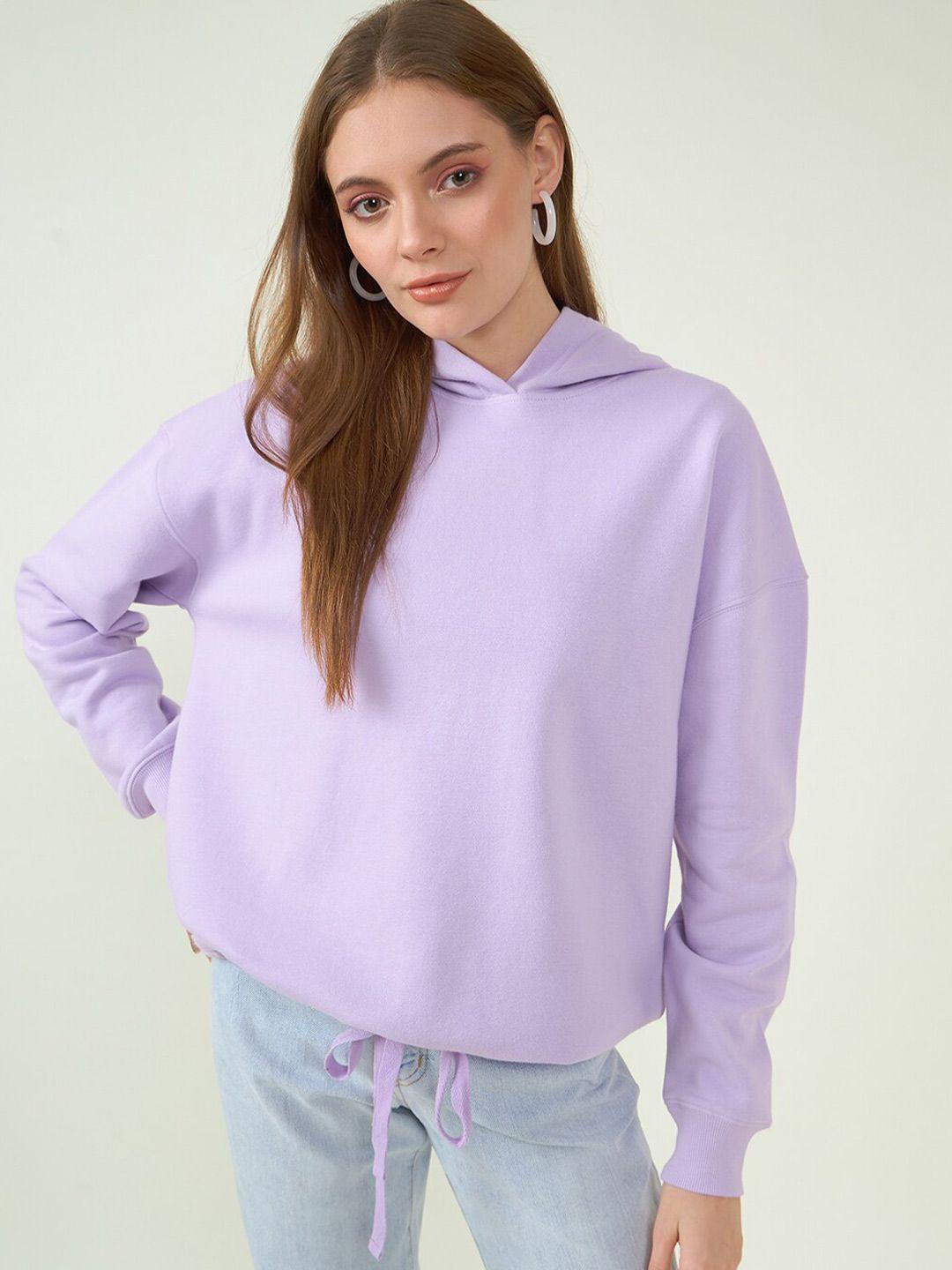 dressberry lavender hooded cotton pullover sweatshirt