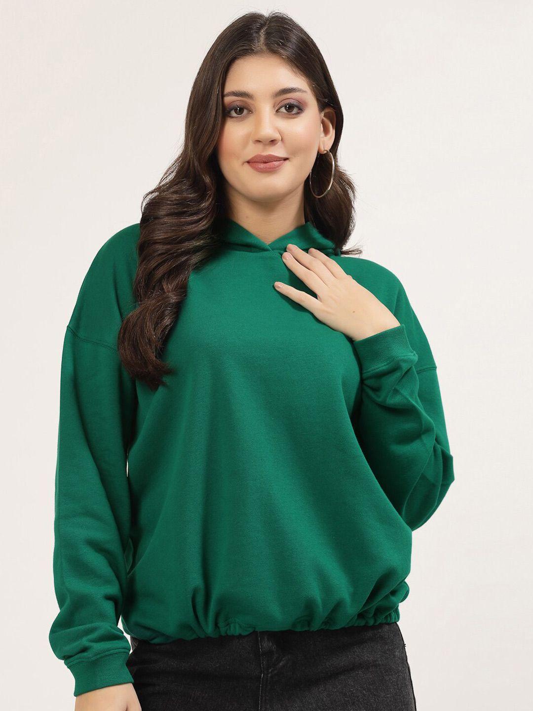 dressberry green hooded cotton pullover sweatshirt