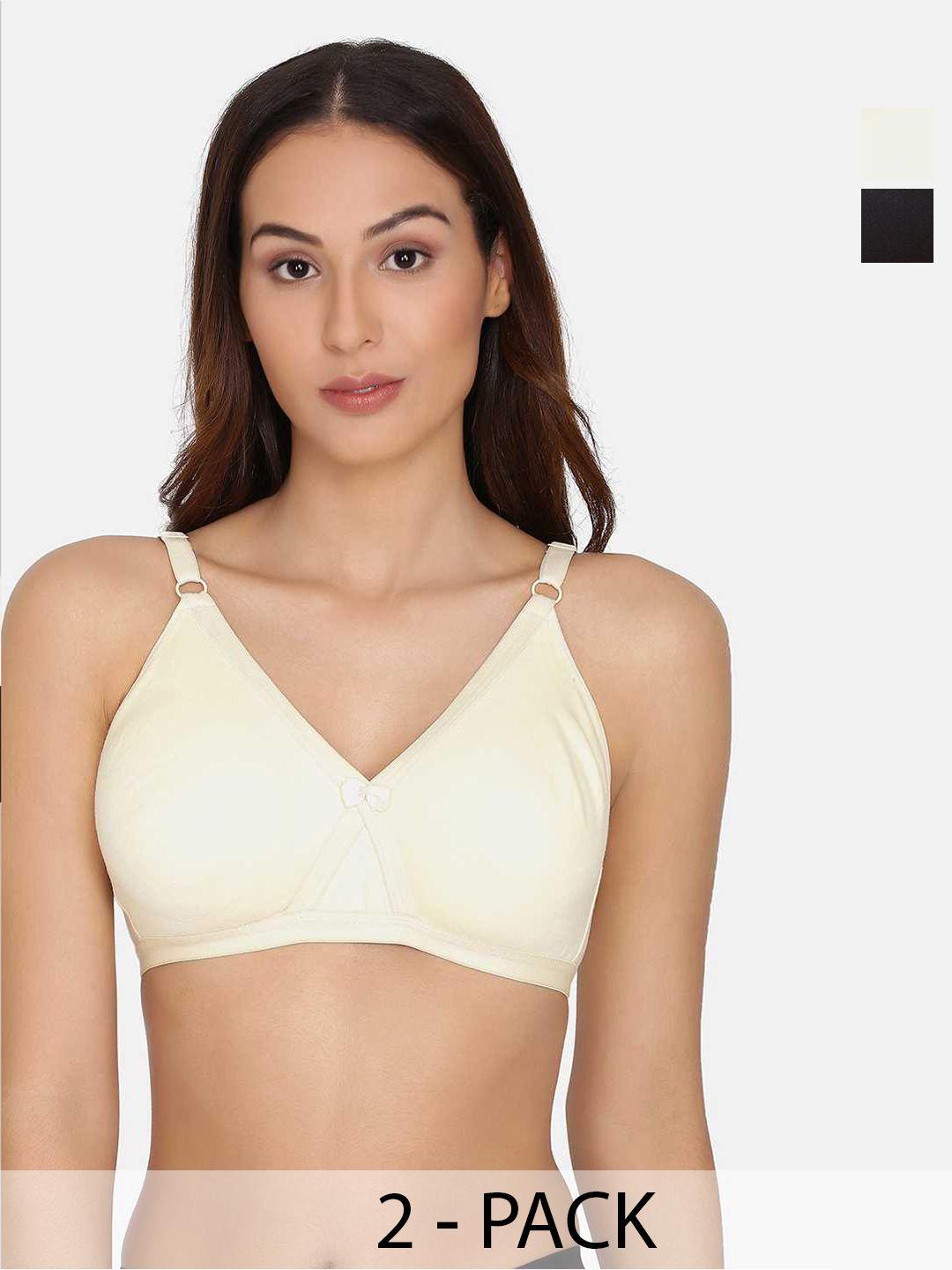 prettybold pack of 2 full coverage cotton bra with all day comfort