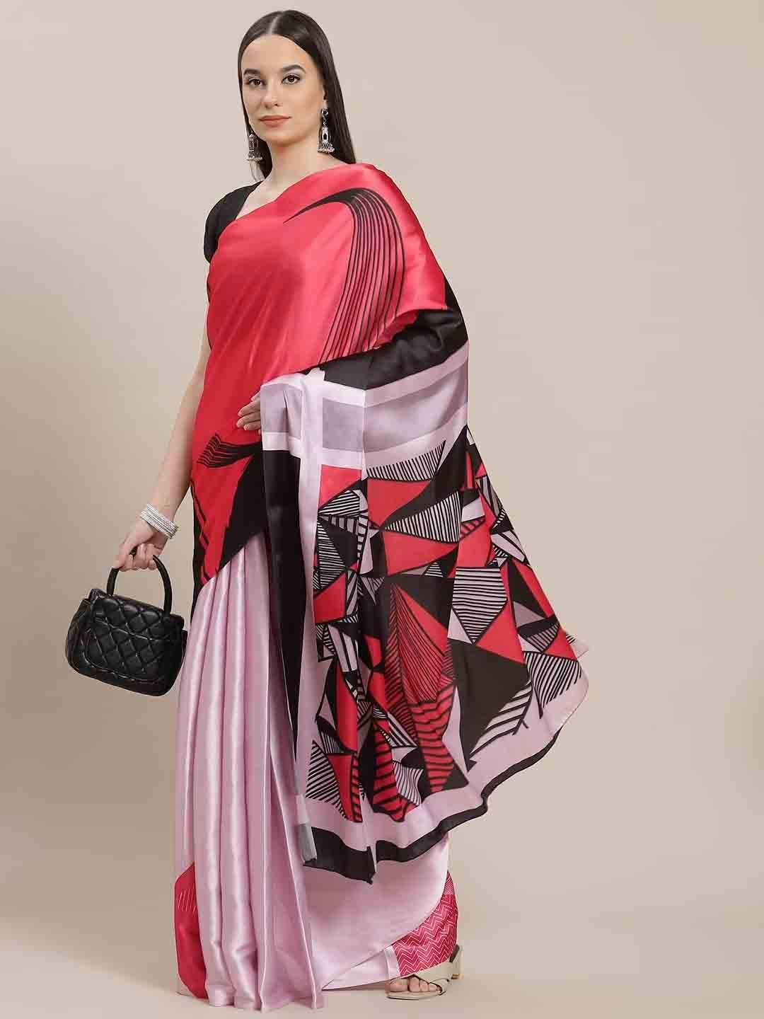 stylefables red poly georgette saree