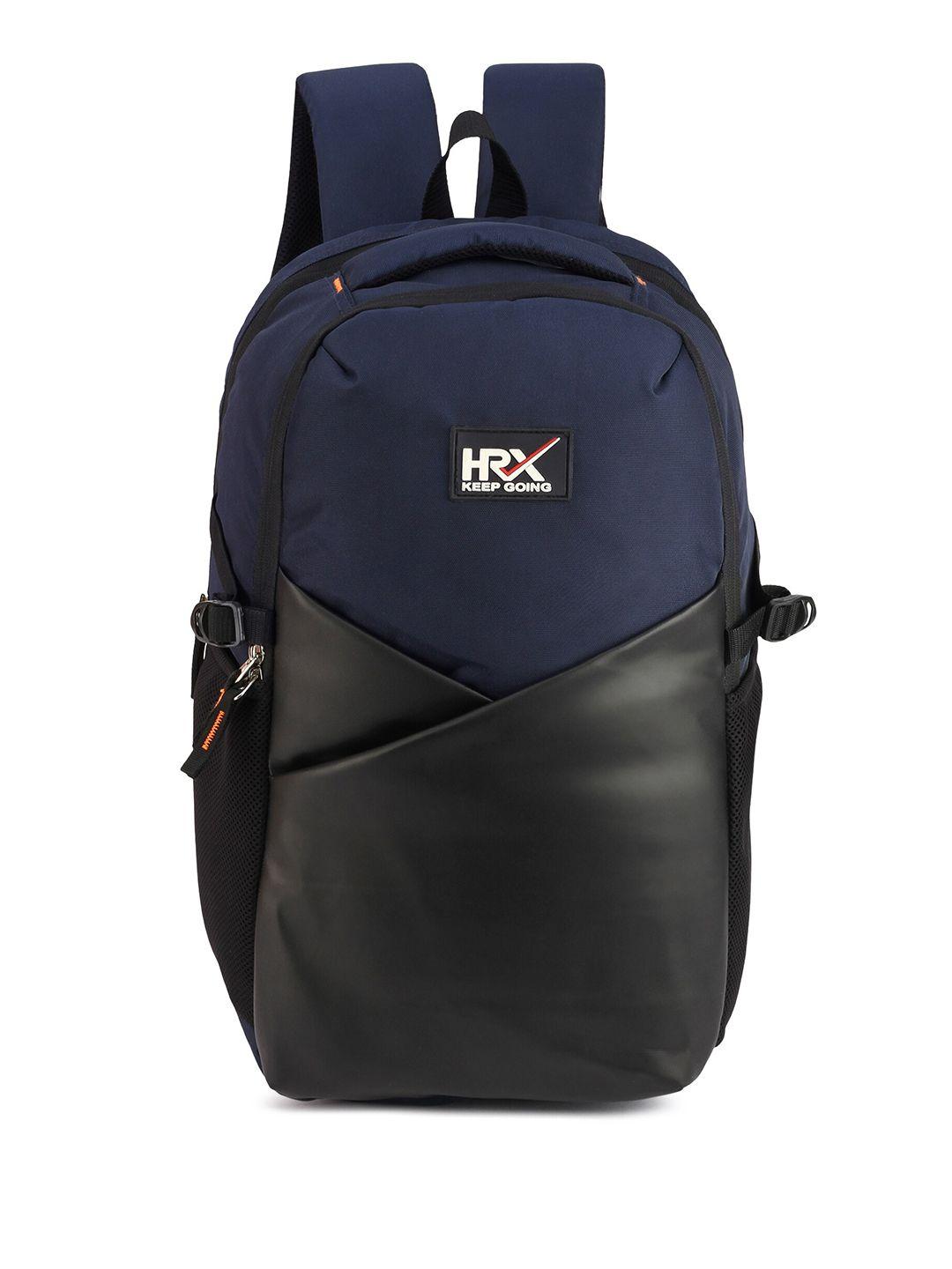 hrx by hrithik roshan unisex black & navy blue backpack