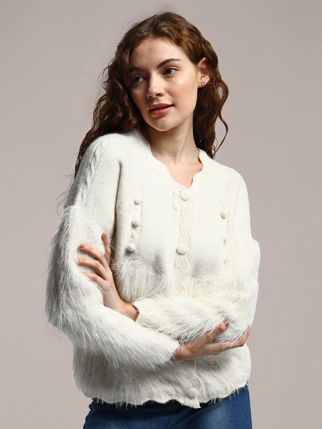 iki chic women off white woollen cardigan