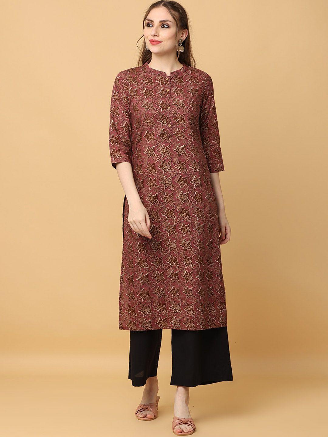 kalini women brown floral floral kurta