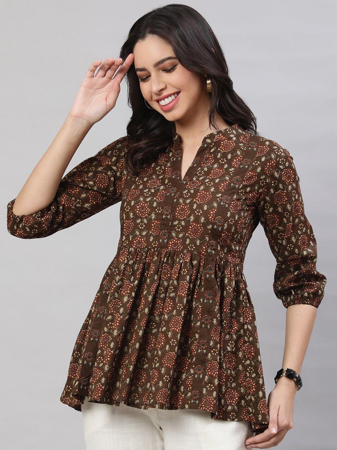 nishabd brown print cotton top