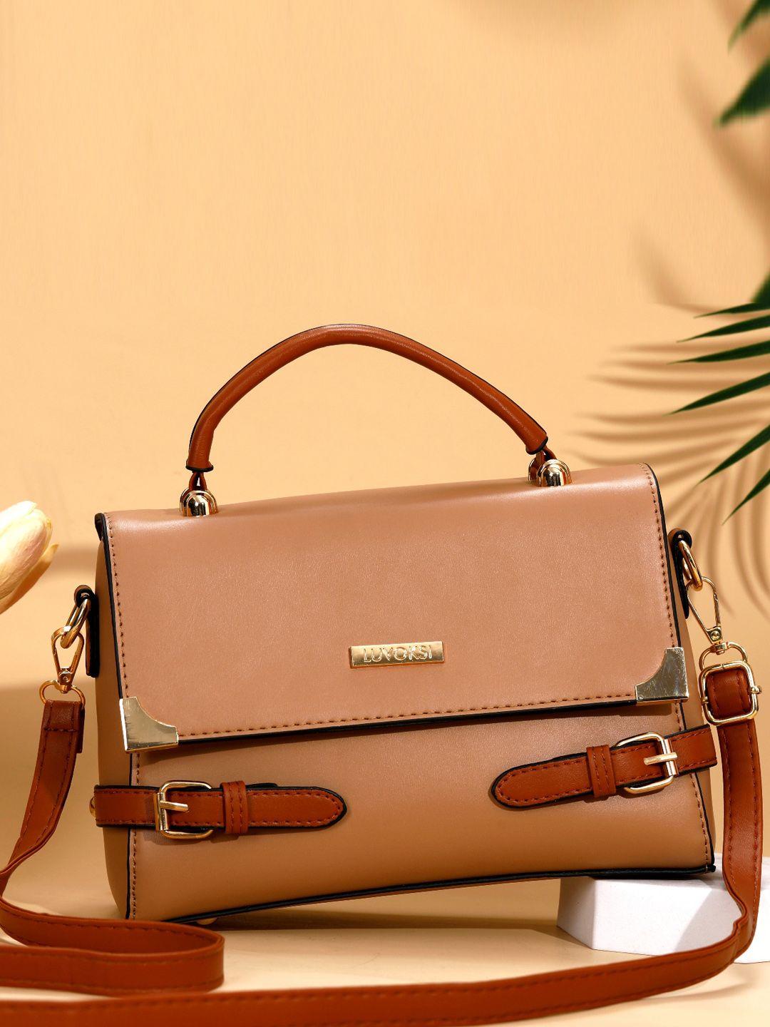 luvoksi brown pu structured sling bag