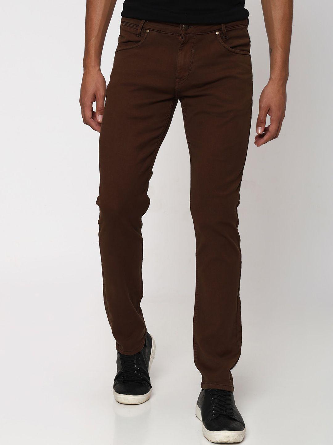 mufti men slim fit mid-rise trouser