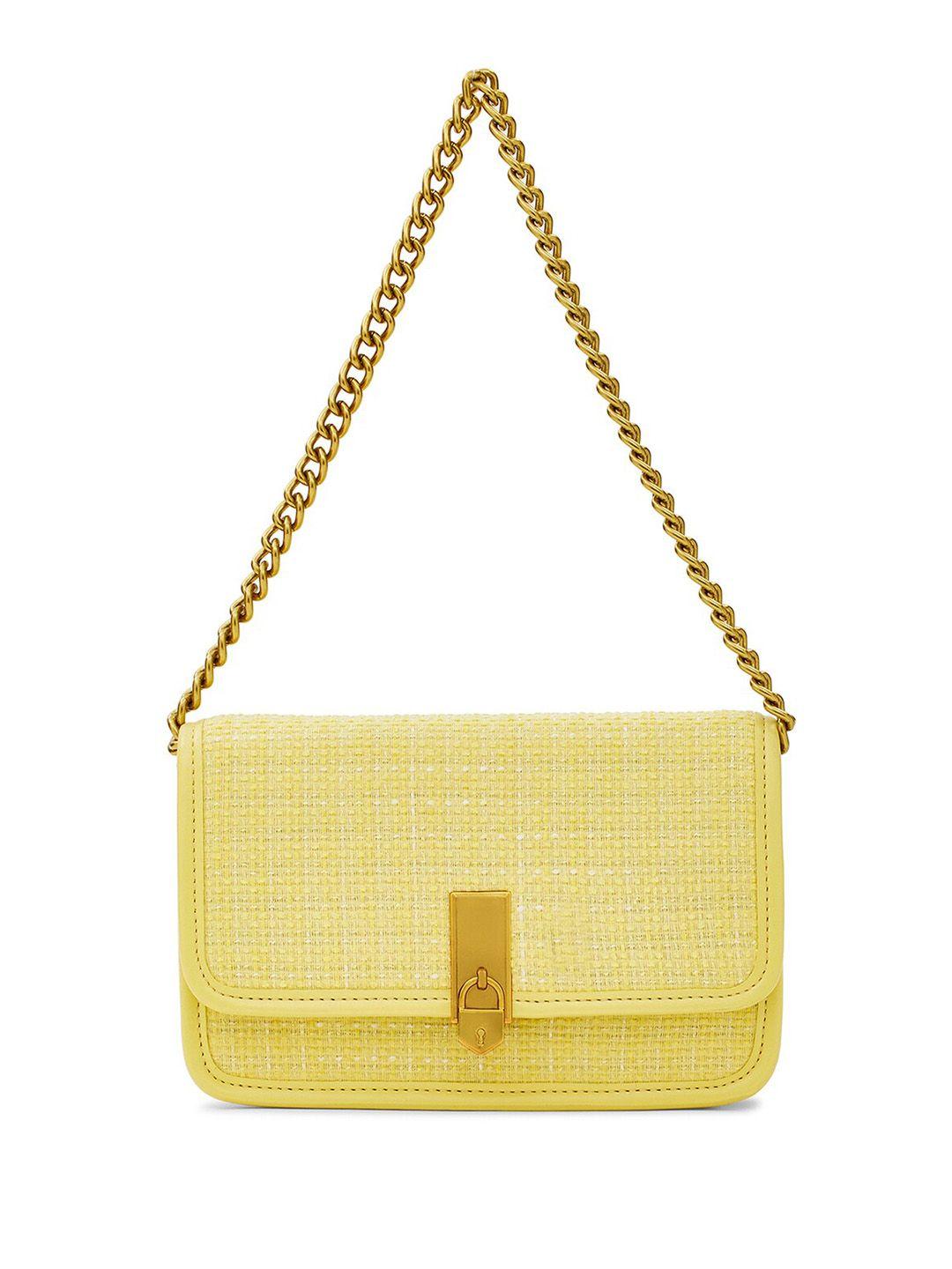 miraggio yellow textured shoulder bag