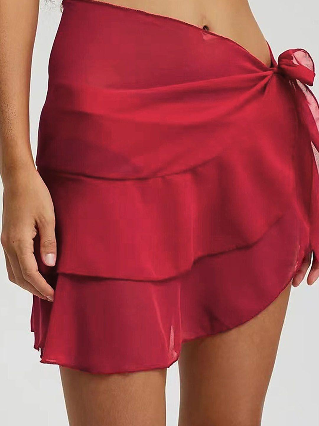 lulu & sky tiered knot-tie mini skirts