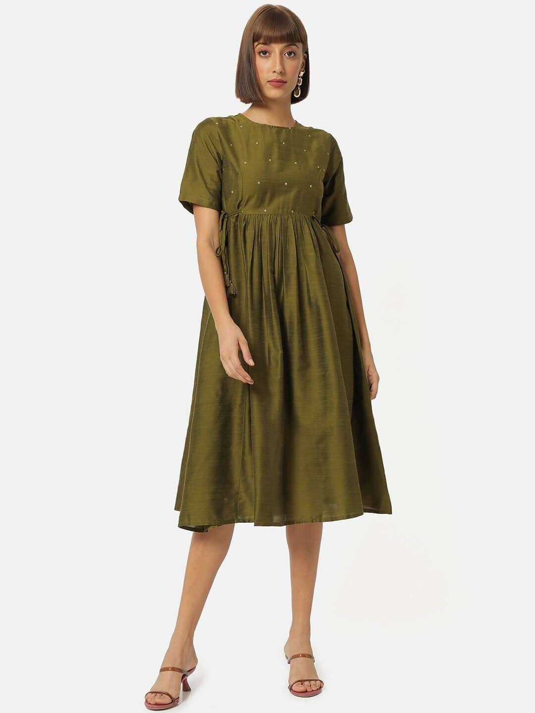 saaki round neck cotton a-line dress