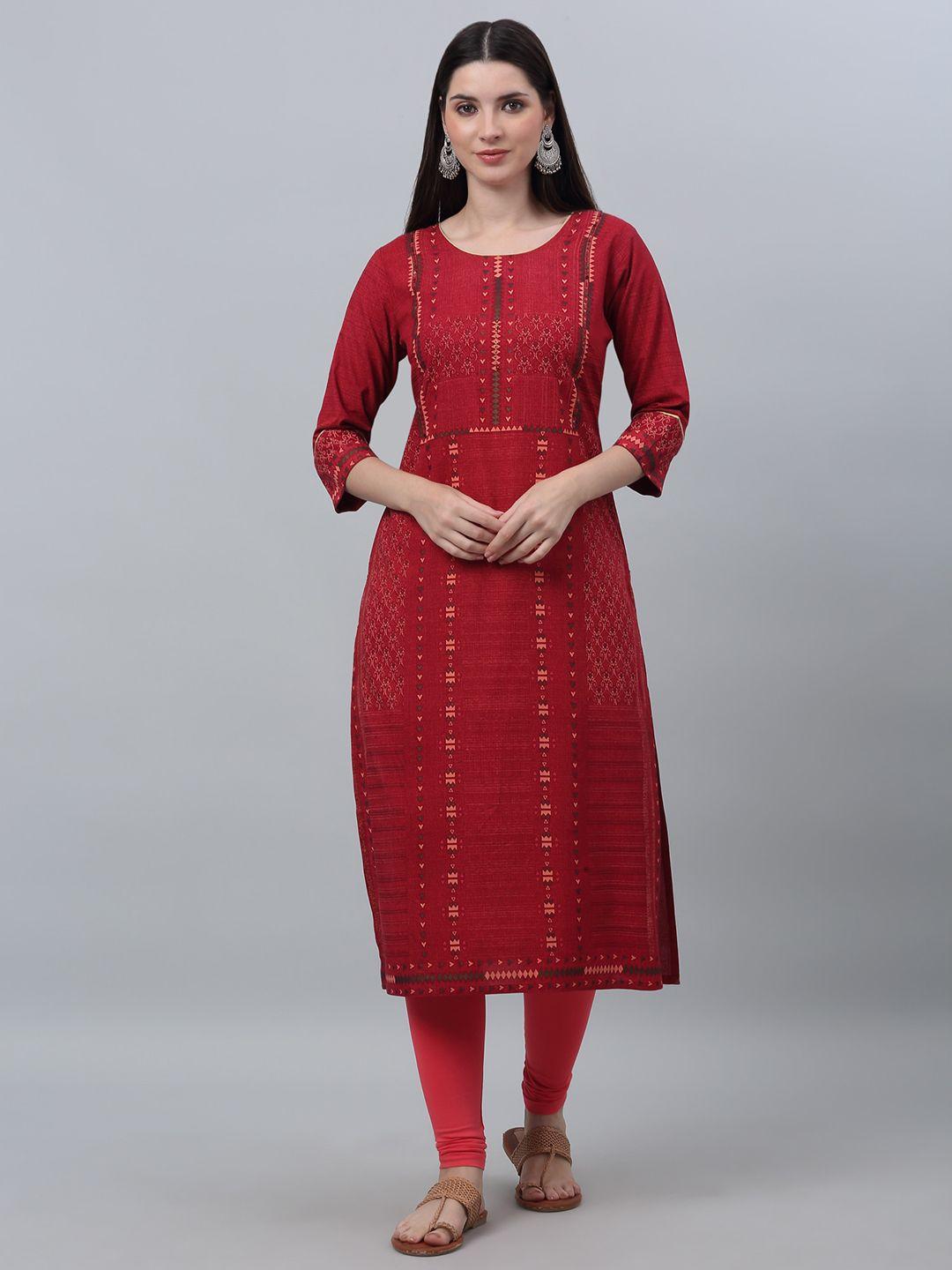 cantabil women red floral printed floral kurta