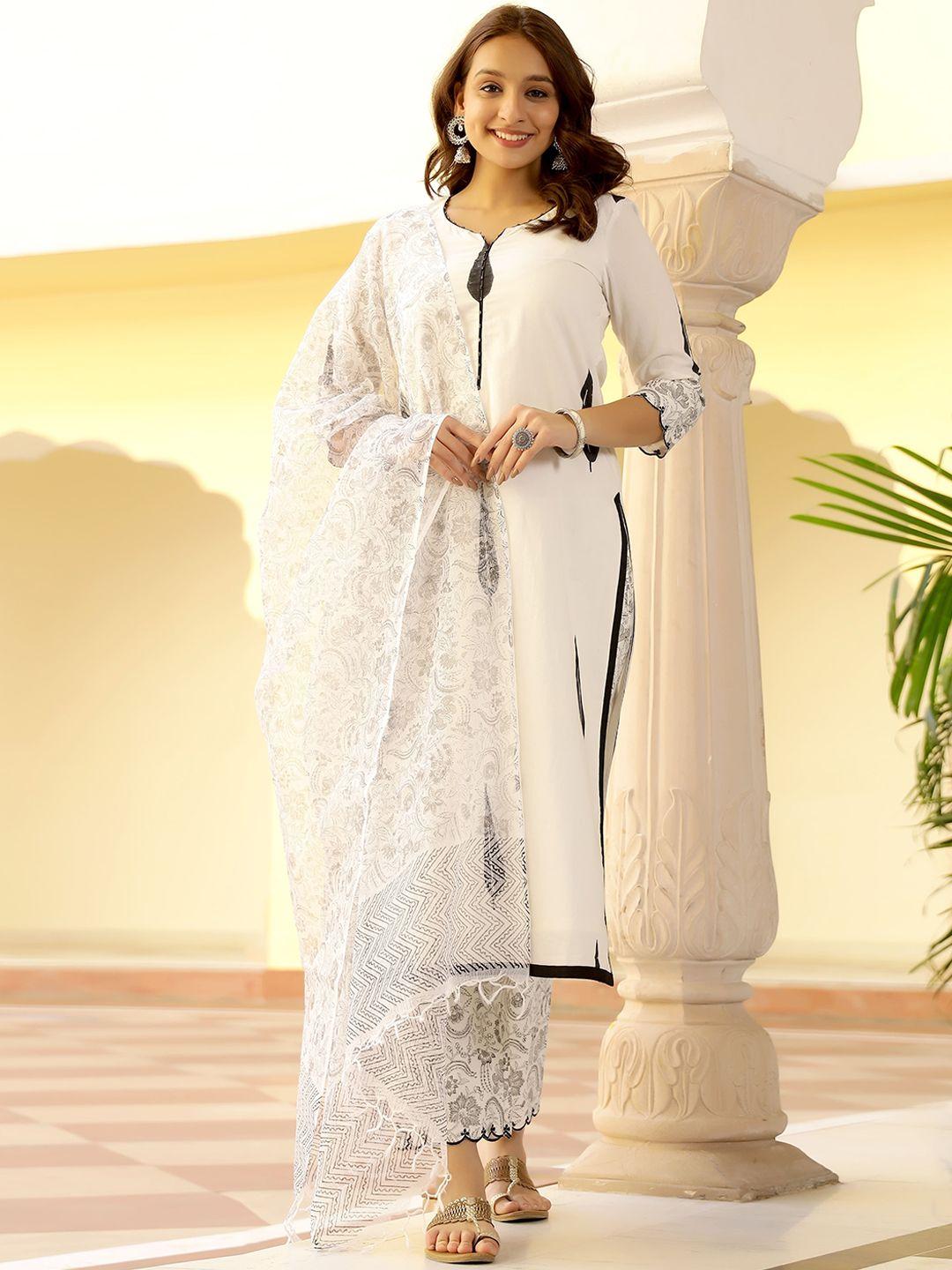 lirose pure cotton kurta & trousers with dupatta