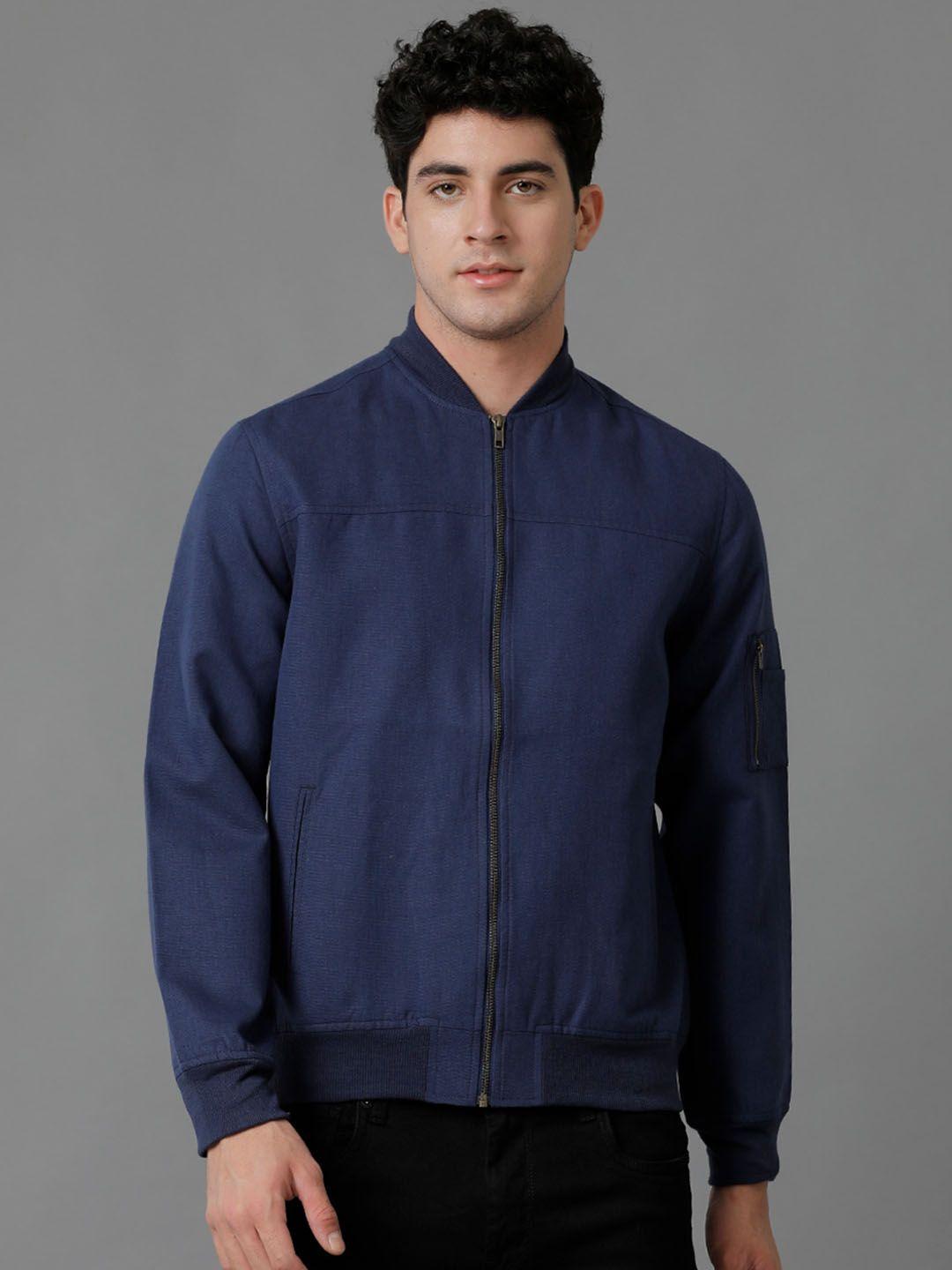 linen club mock collar bomber jacket