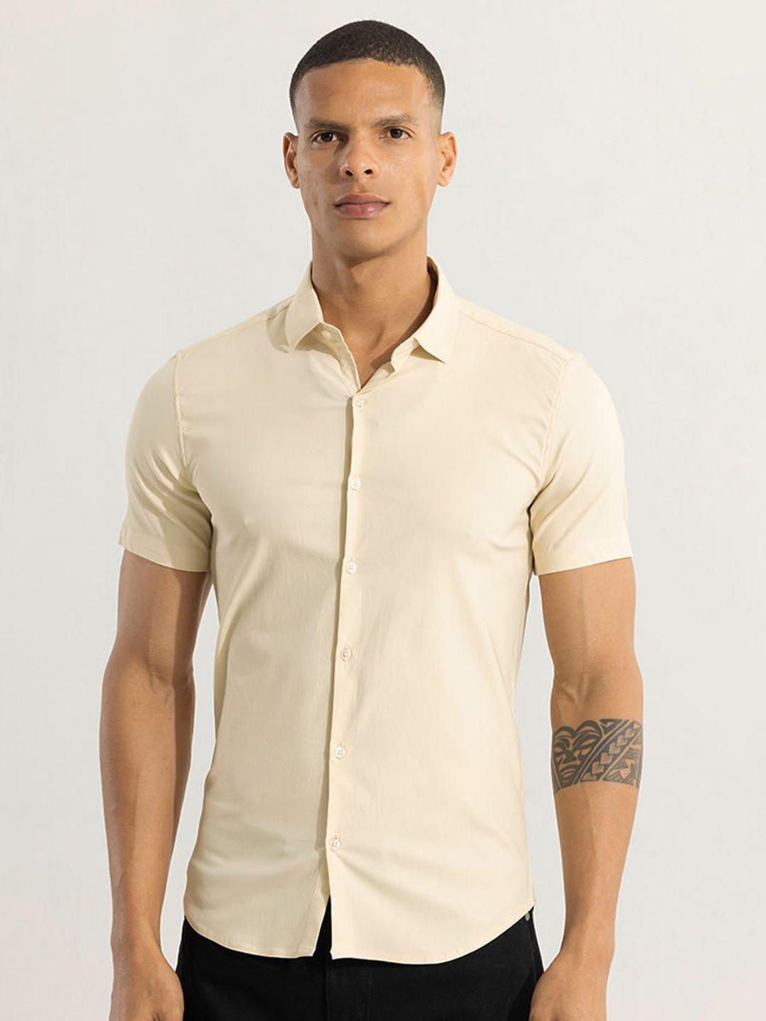 snitch classic grey spread collar cotton casual shirt