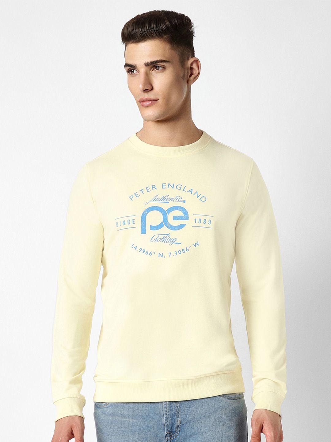 peter england casuals crew neck typography printed long sleeve pullover sweatshirt