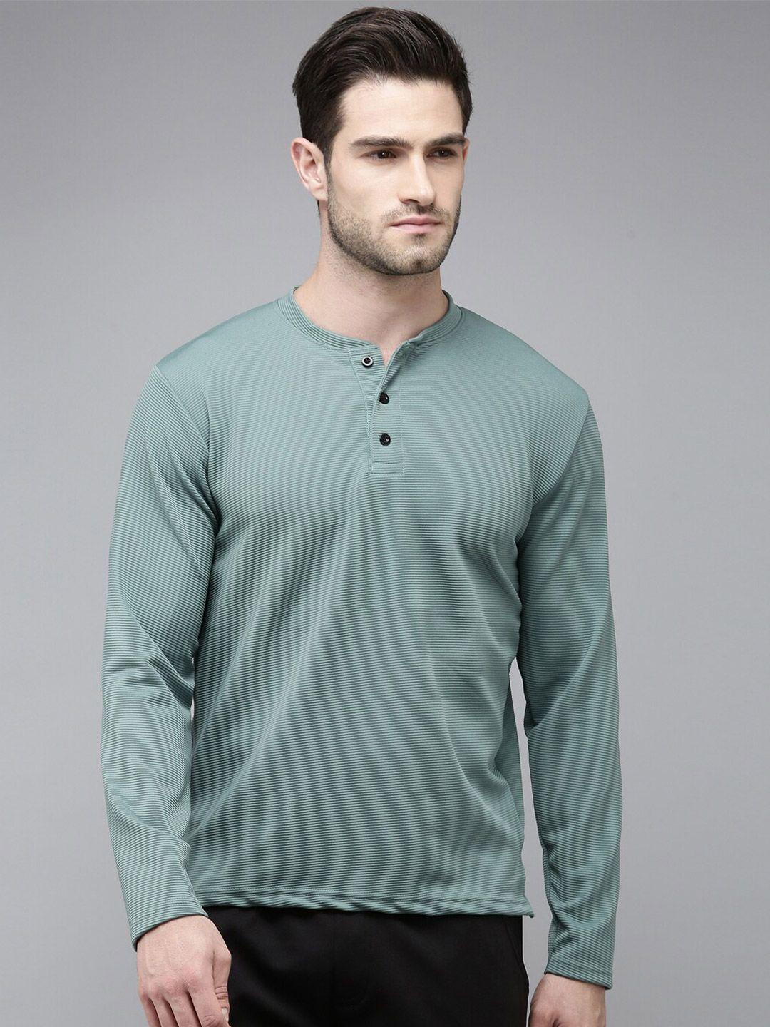 madsto men green henley neck slim fit t-shirt