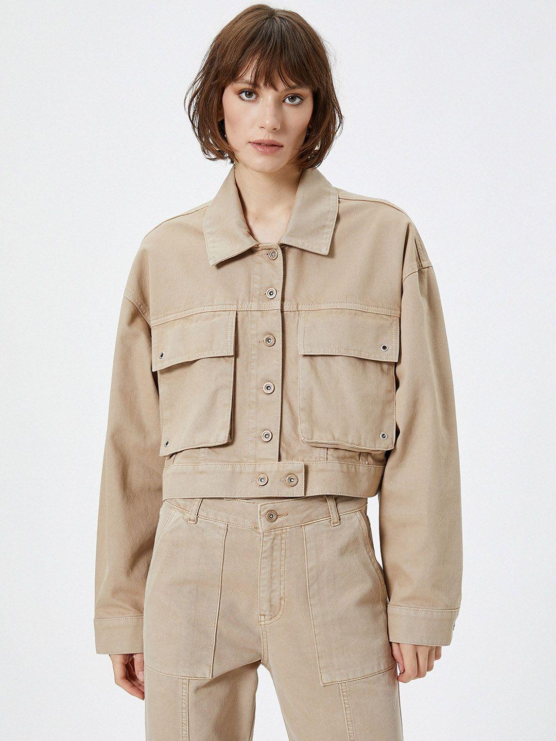 koton women beige woven jacket