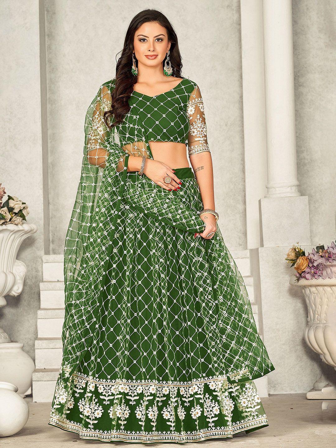 kalini embroidered net ready to wear lehenga & unstitched blouse with dupatta