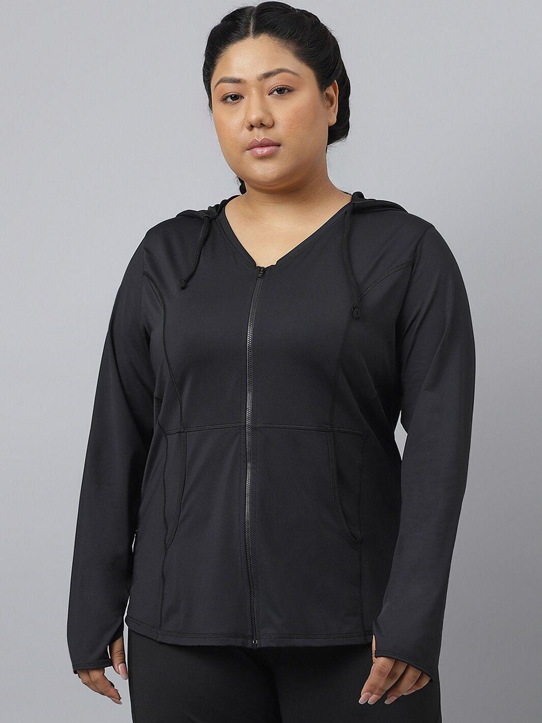 fitkin women black lightweight training or gym sporty jacket