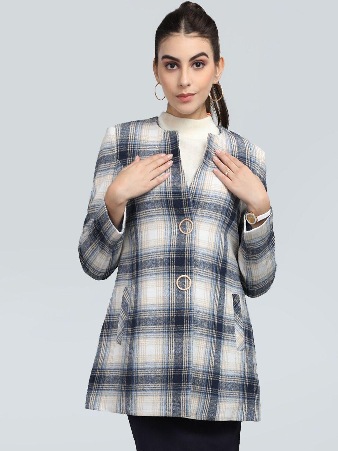 chemistry checked woollen trench coat