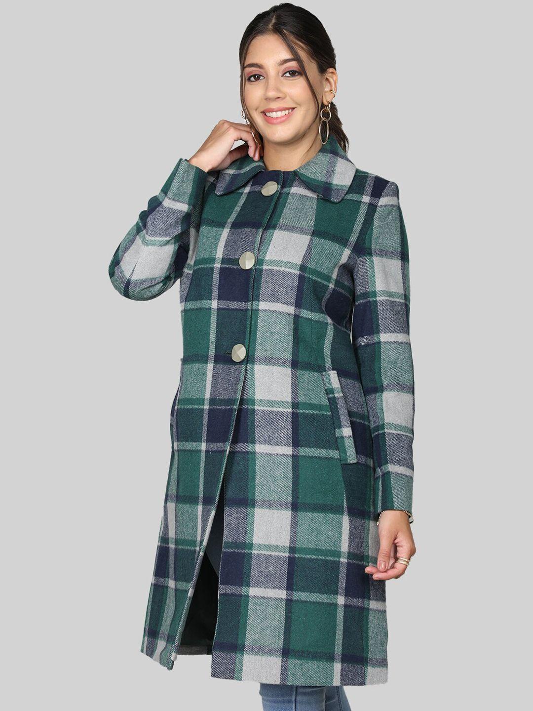 chemistry checked woollen longline overcoat