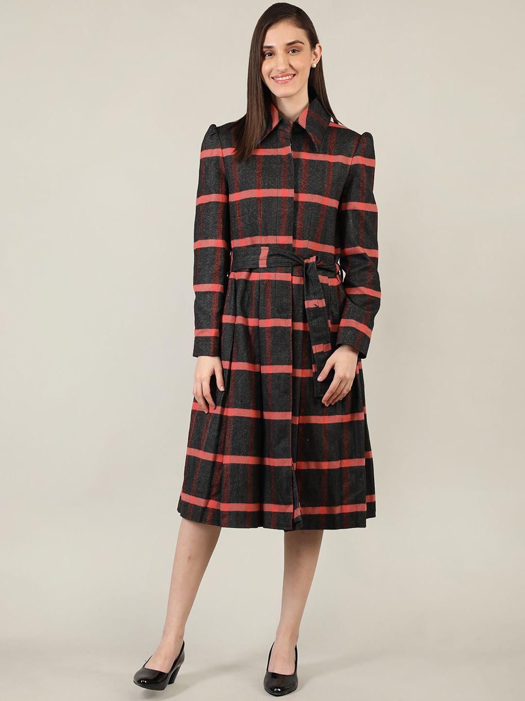 chemistry striped longline woollen wrap coat