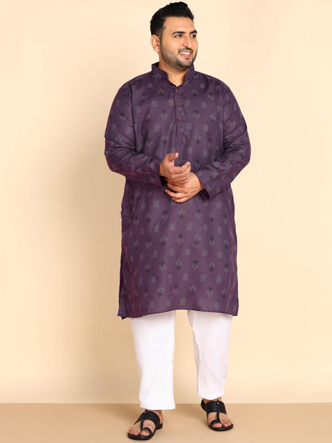 sztori plus size ethnic motif printed regular kurta with pyjamas