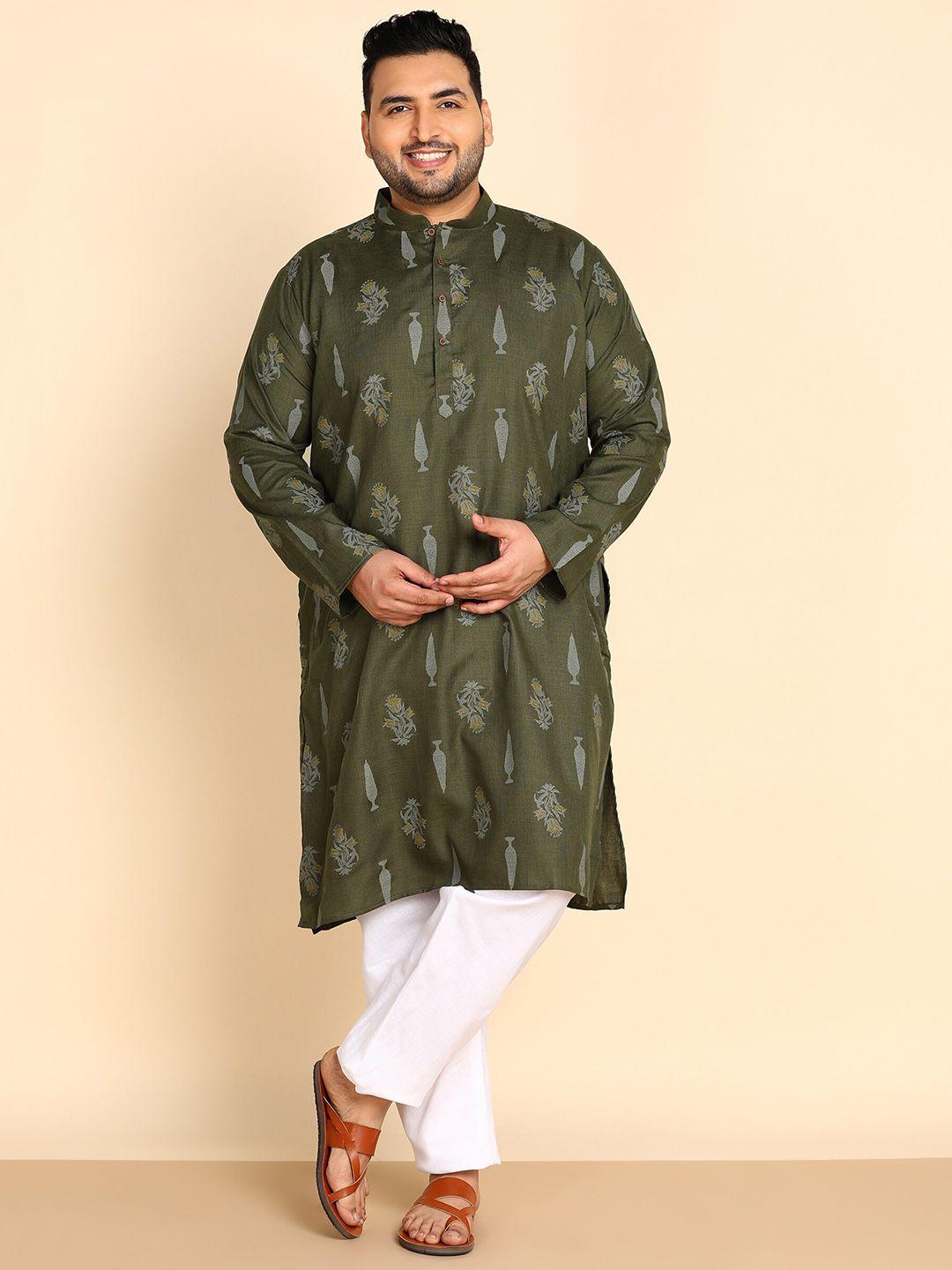 sztori plus size floral printed straight kurta with pyjamas