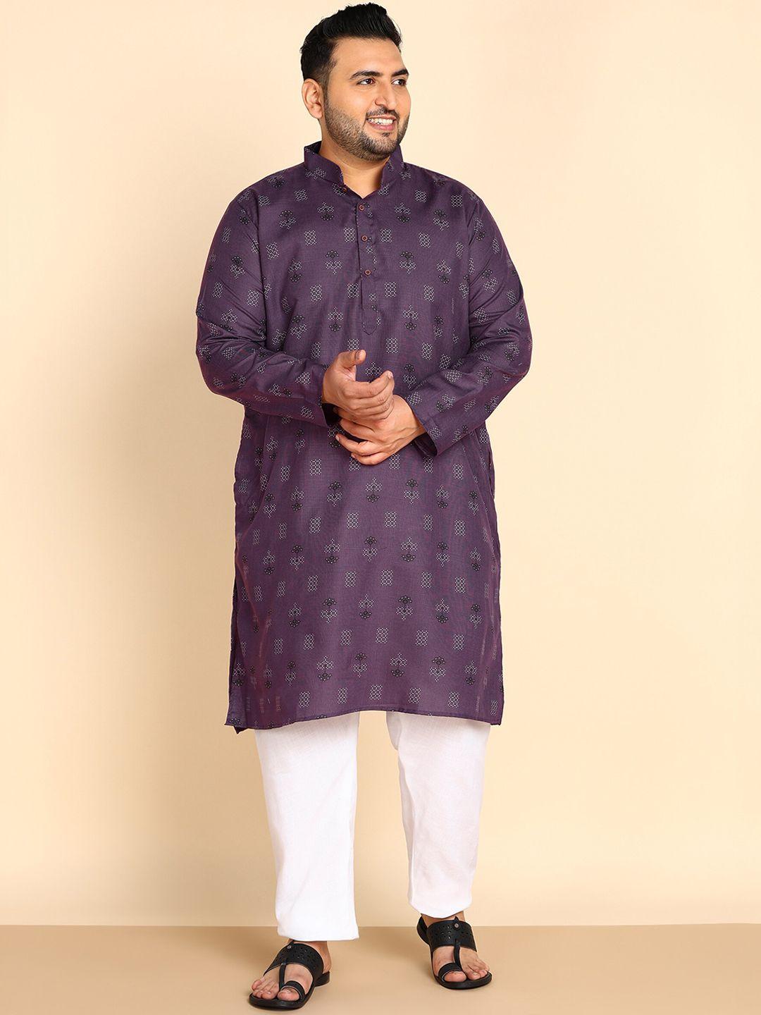 sztori plus size geometric printed kurta with trousers