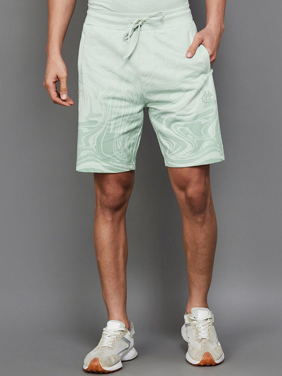 kappa men turquoise blue printed fashion shorts