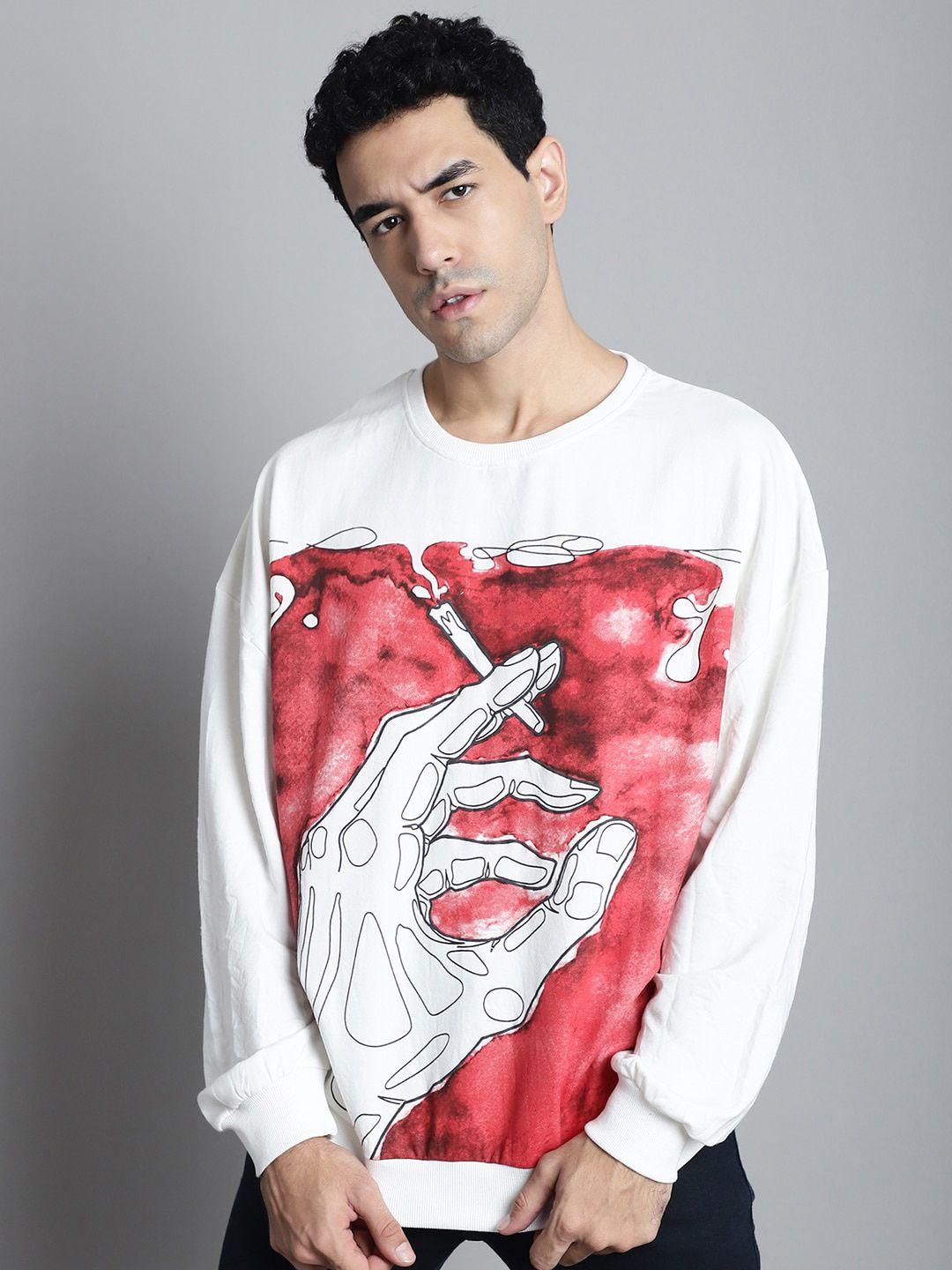 door74 men off white printed sweatshirt