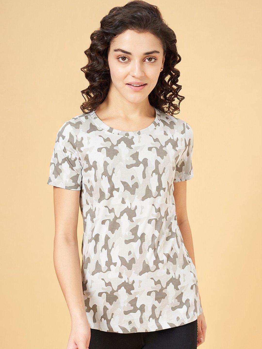 ajile by pantaloons camouflage printed cotton t-shirt