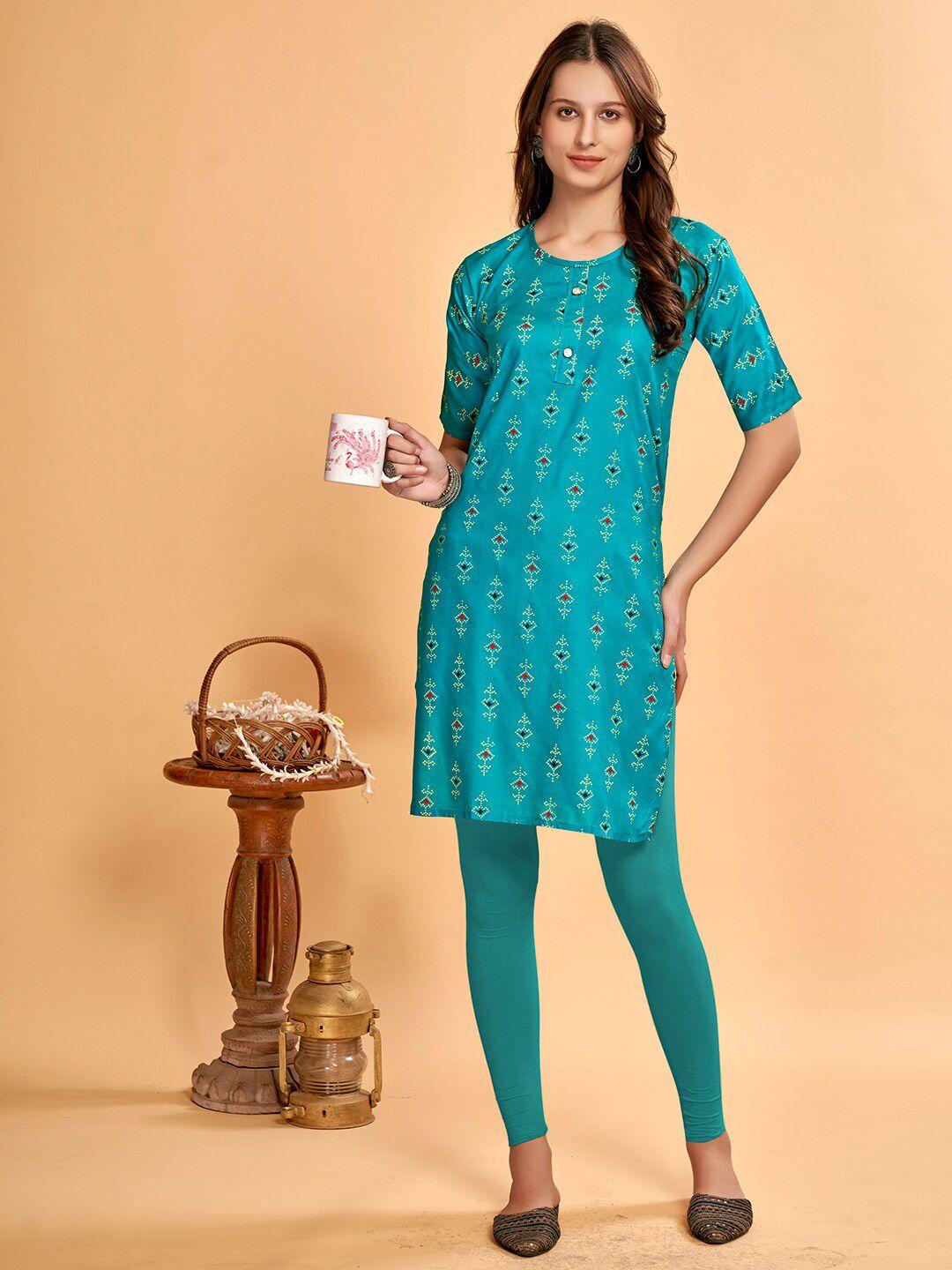 anouk printed pure cotton above knee kurta