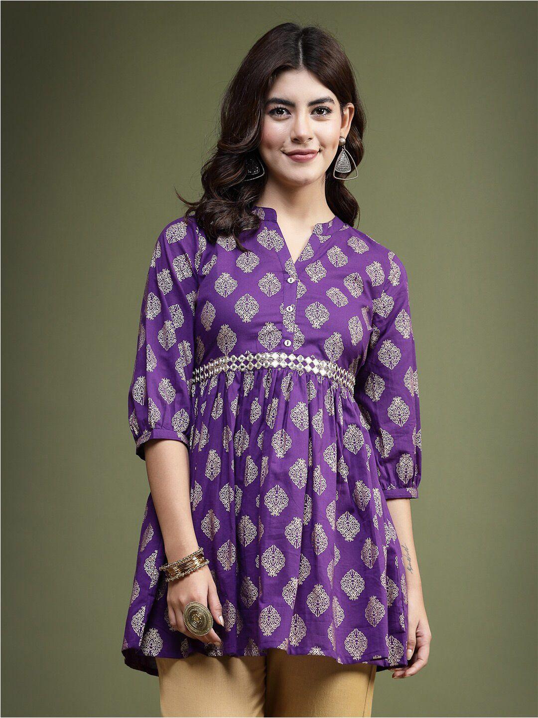 sangria printed pure cotton a-line kurti