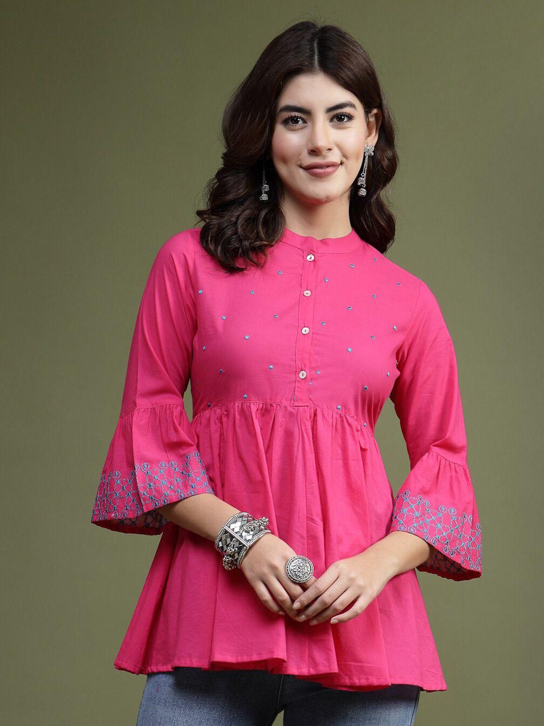 sangria embroidered pure cotton a-line kurti