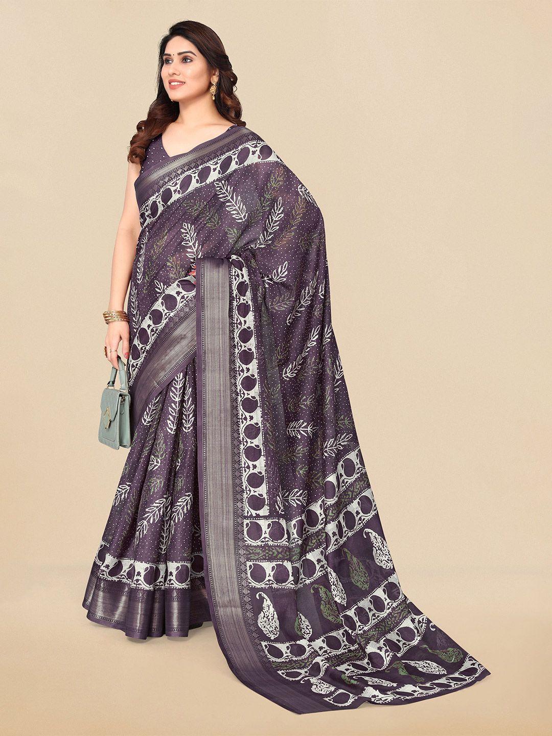 mirchi fashion paisley printed zari saree