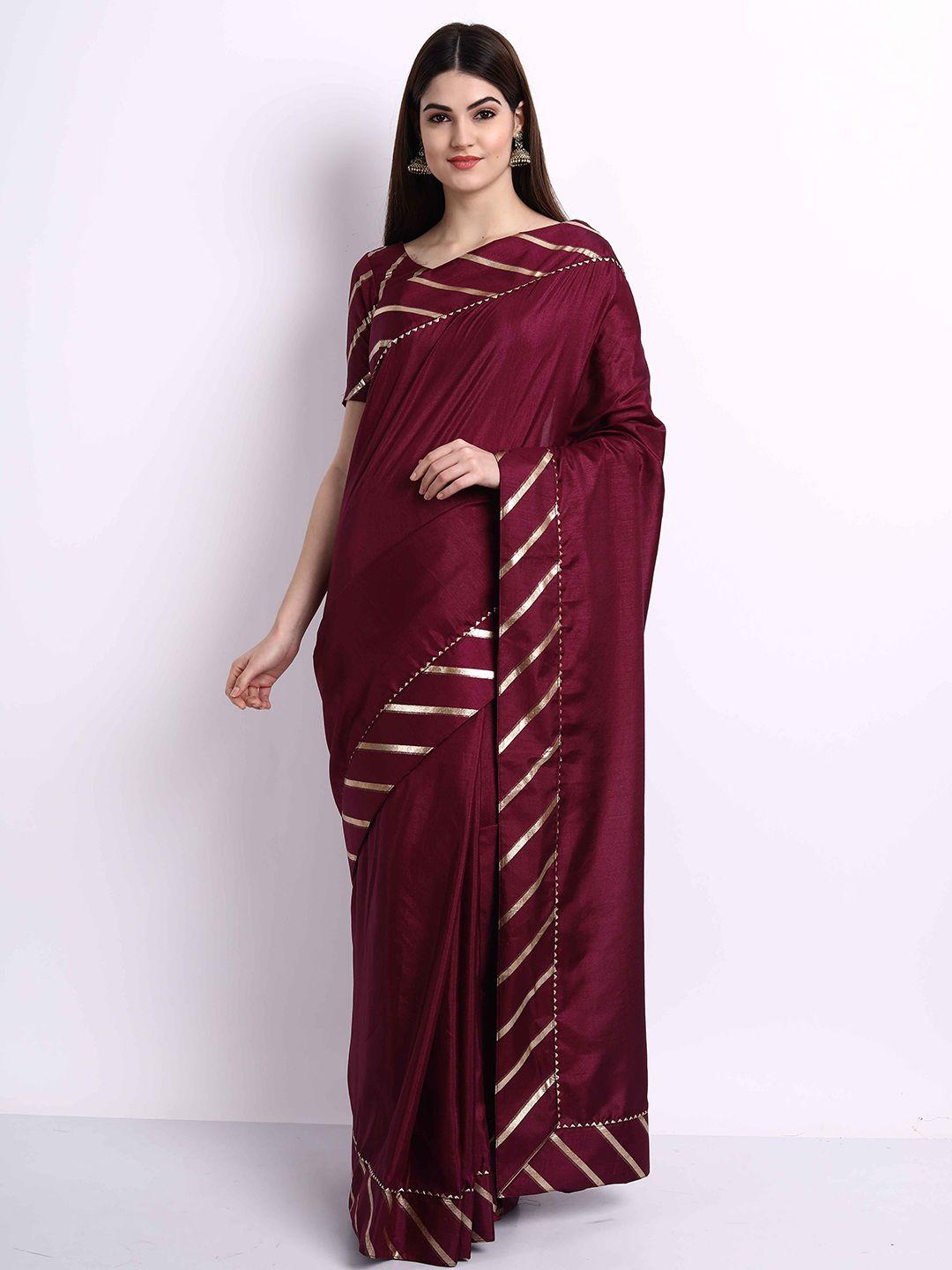 choiceit mauve leheriya silk blend bandhani saree